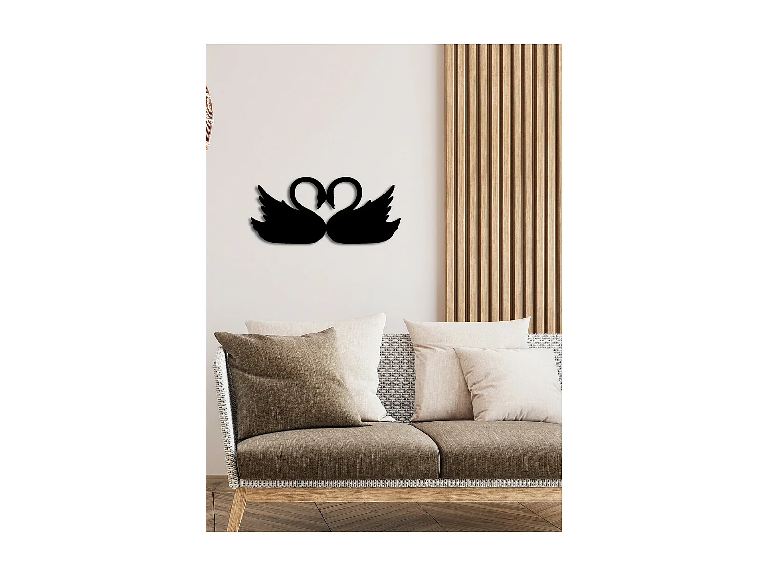 Décoration en Métal Cygnes 1, Noir, 68x0,15x30 cm, EPIKASA