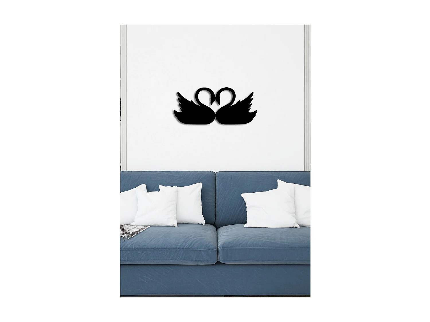 Décoration en Métal Cygnes 1, Noir, 68x0,15x30 cm, EPIKASA