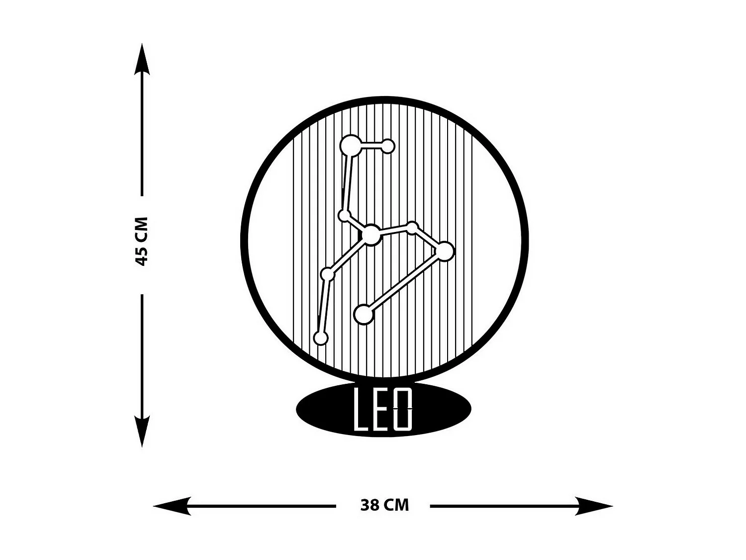Décoration en Métal Horoscope Lion 6, Noir, 38x0,15x45 cm, EPIKASA