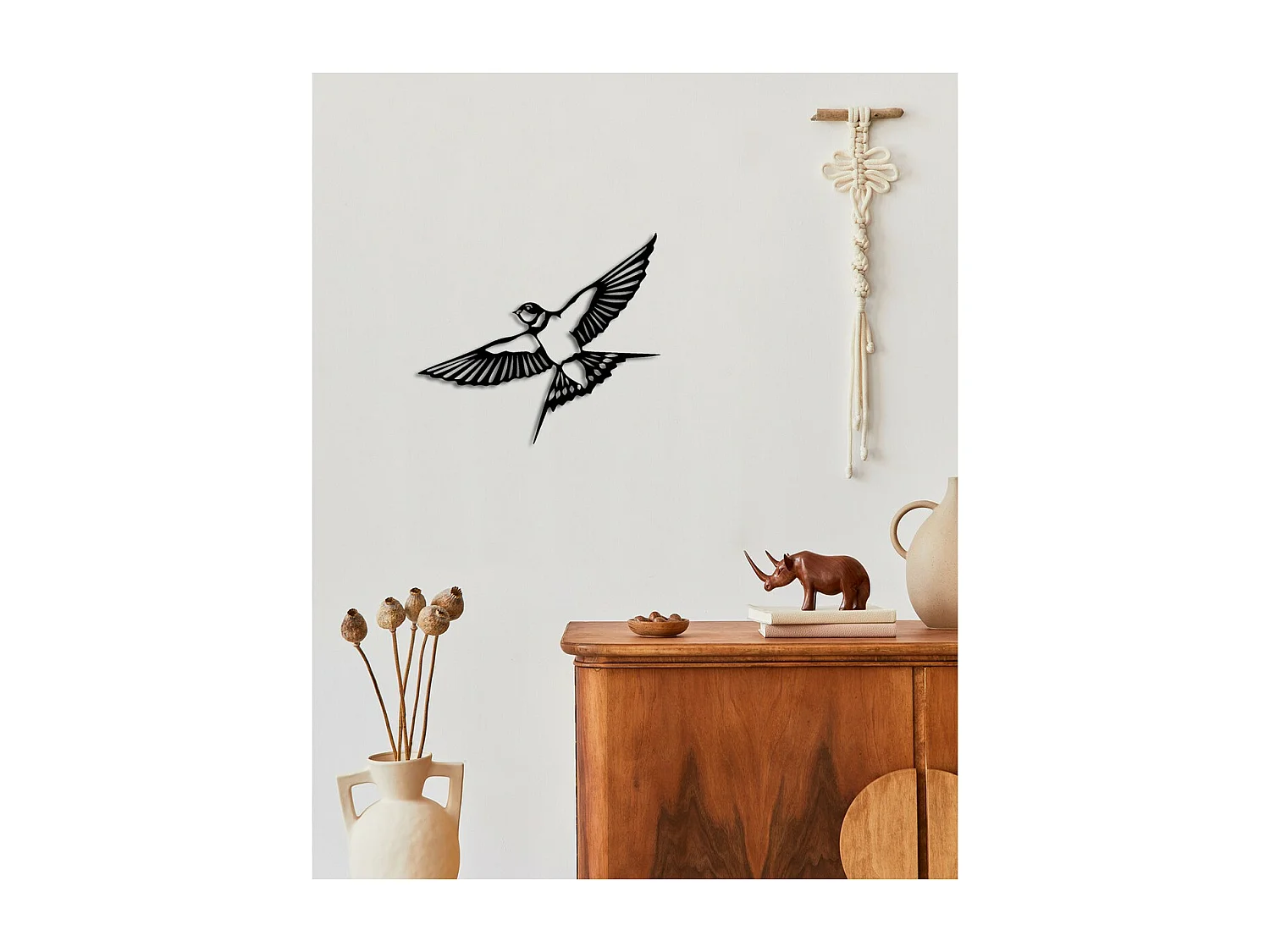 Dekoracja Metalowa Ptaki 17, Czarny, 41x0,15x35 cm, EPIKASA