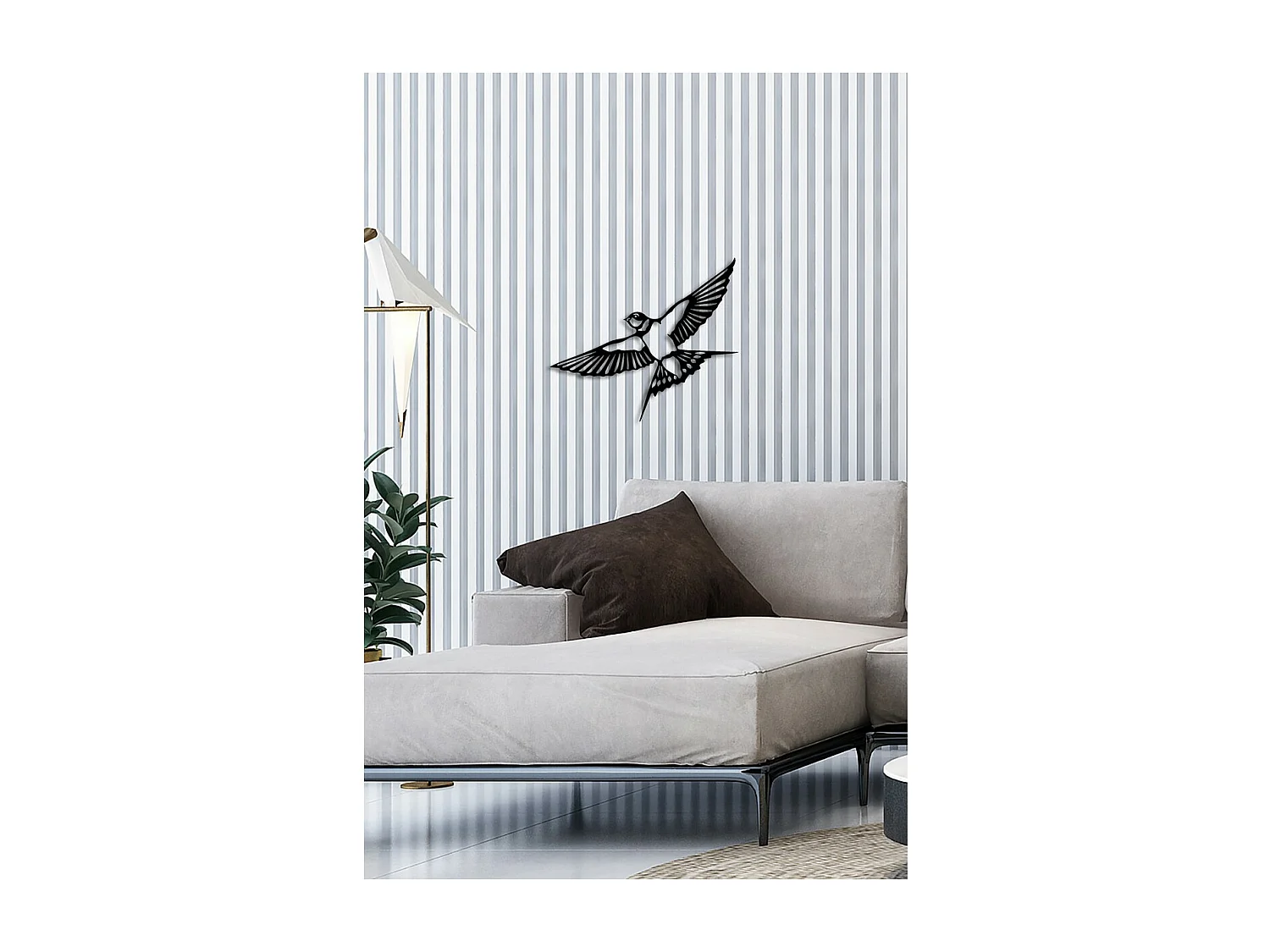 Dekoracja Metalowa Ptaki 17, Czarny, 41x0,15x35 cm, EPIKASA