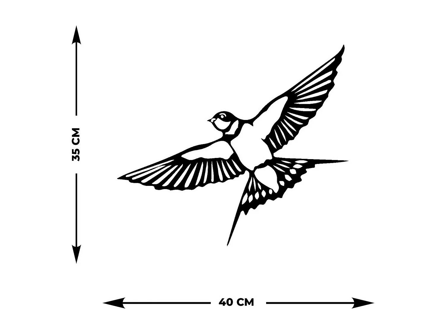 Dekoracja Metalowa Ptaki 17, Czarny, 41x0,15x35 cm, EPIKASA
