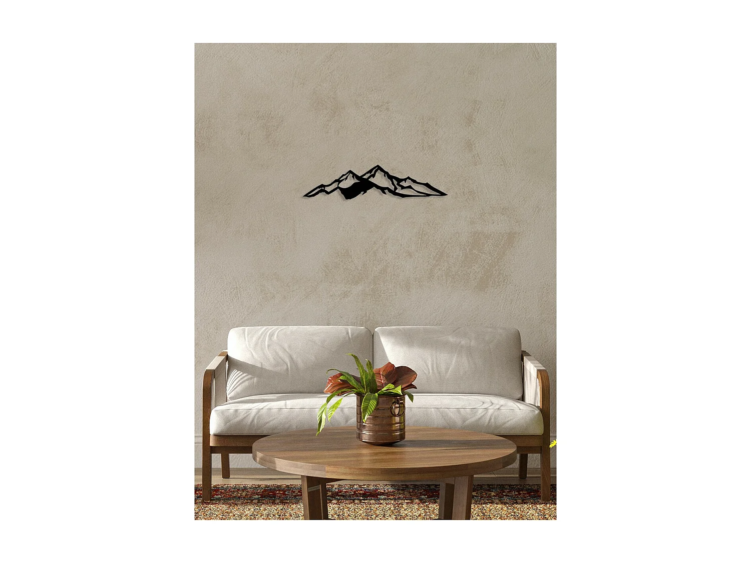 Metalen Decoratie Berg 10, Zwart, 83x0,15x20 cm, EPIKASA