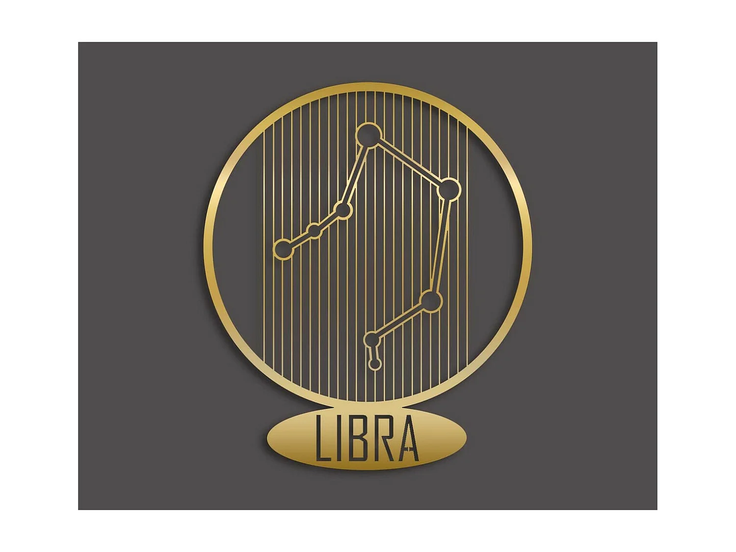 Décoration en Métal Horoscope Balance 8, Or, 38x0,15x45 cm, EPIKASA