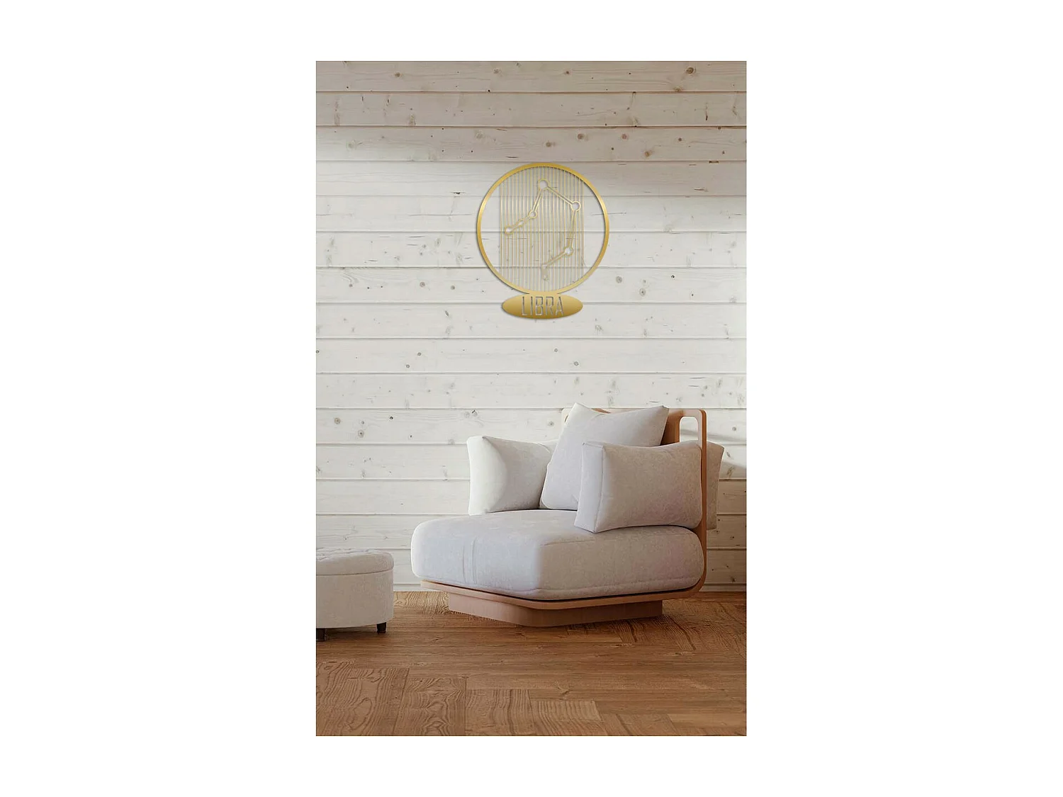 Décoration en Métal Horoscope Balance 8, Or, 38x0,15x45 cm, EPIKASA