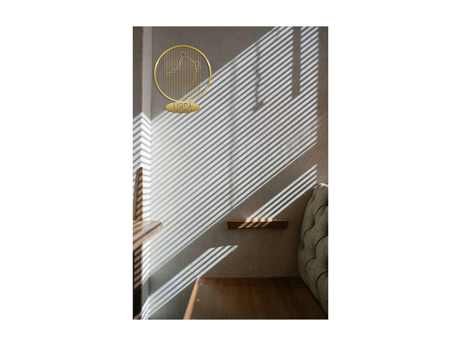 Décoration en Métal Horoscope Balance 8, Or, 38x0,15x45 cm, EPIKASA