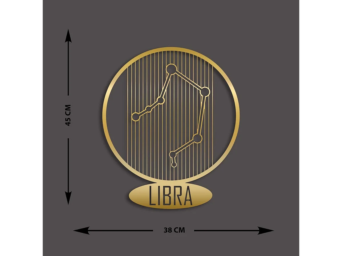 Décoration en Métal Horoscope Balance 8, Or, 38x0,15x45 cm, EPIKASA