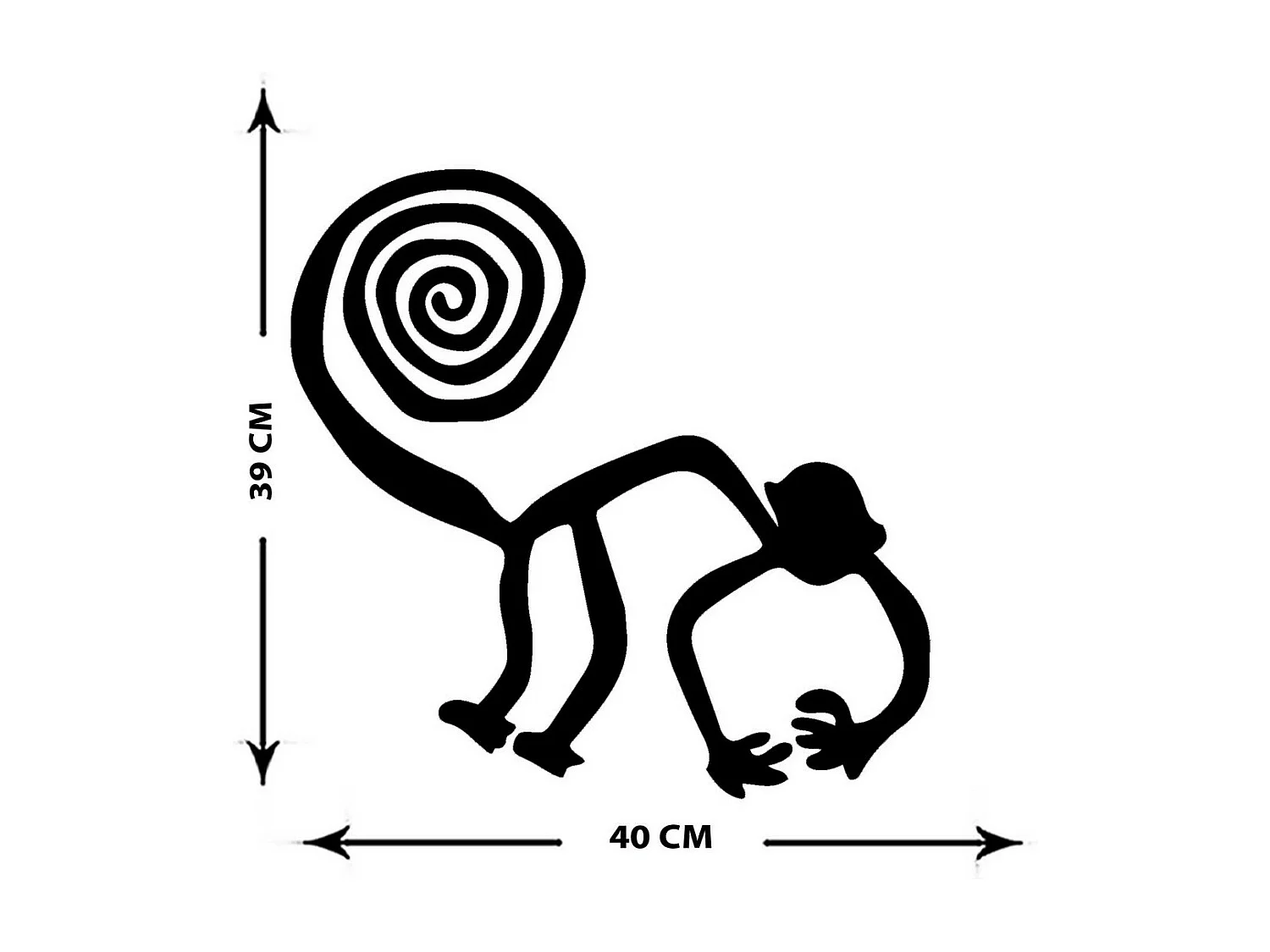 Décoration en Métal Singe 2, Noir, 40x0,15x39 cm, EPIKASA