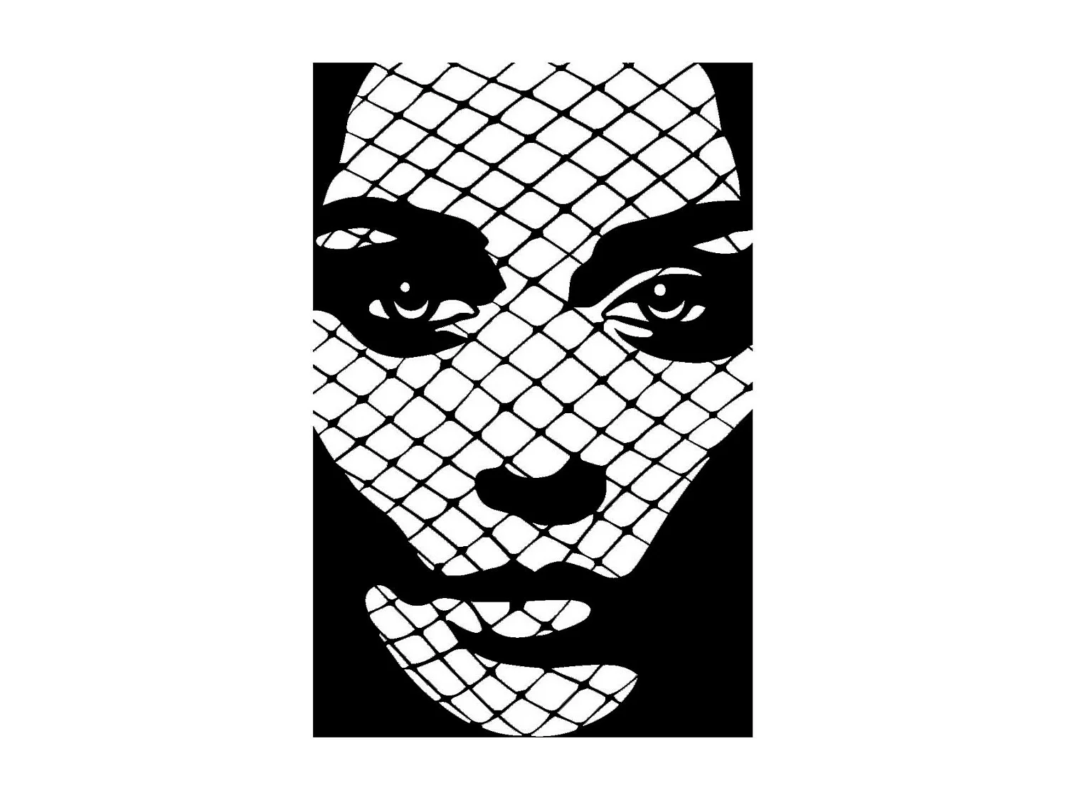 Metalen Decoratie Gezicht 6, Zwart, 43x0,15x65 cm, EPIKASA