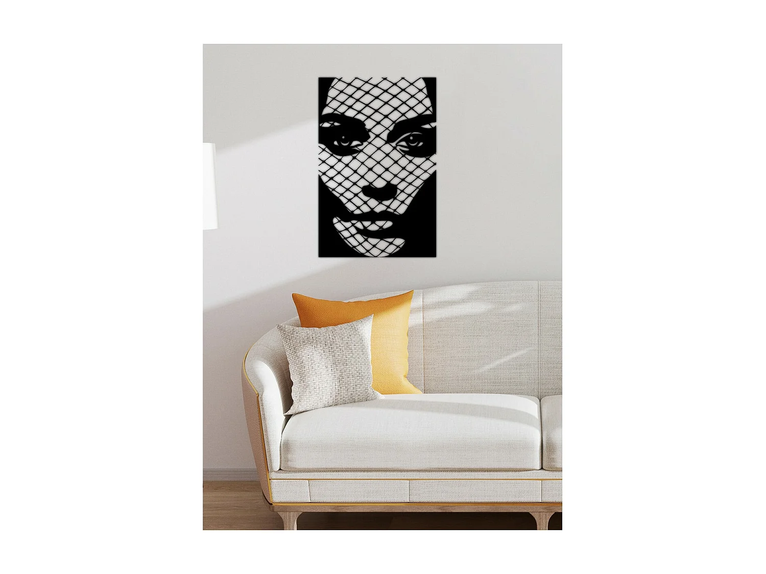 Metalen Decoratie Gezicht 6, Zwart, 43x0,15x65 cm, EPIKASA