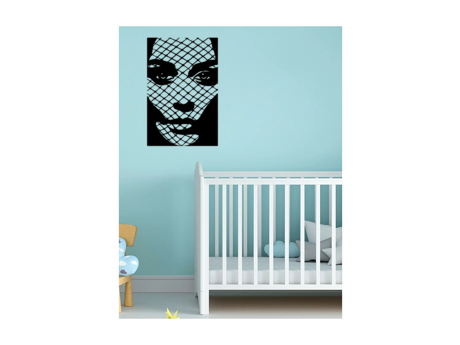 Metalen Decoratie Gezicht 6, Zwart, 43x0,15x65 cm, EPIKASA