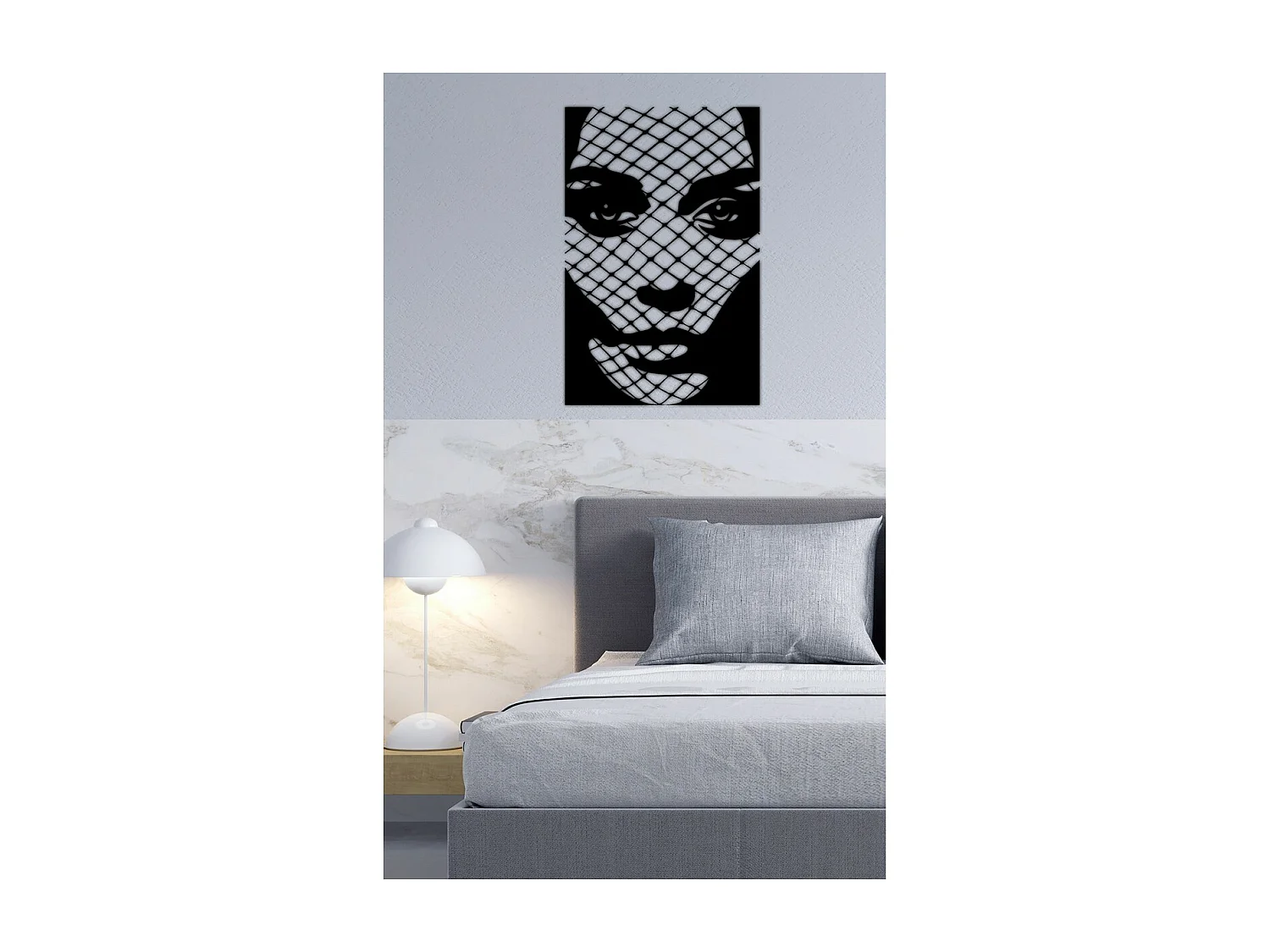 Metalen Decoratie Gezicht 6, Zwart, 43x0,15x65 cm, EPIKASA