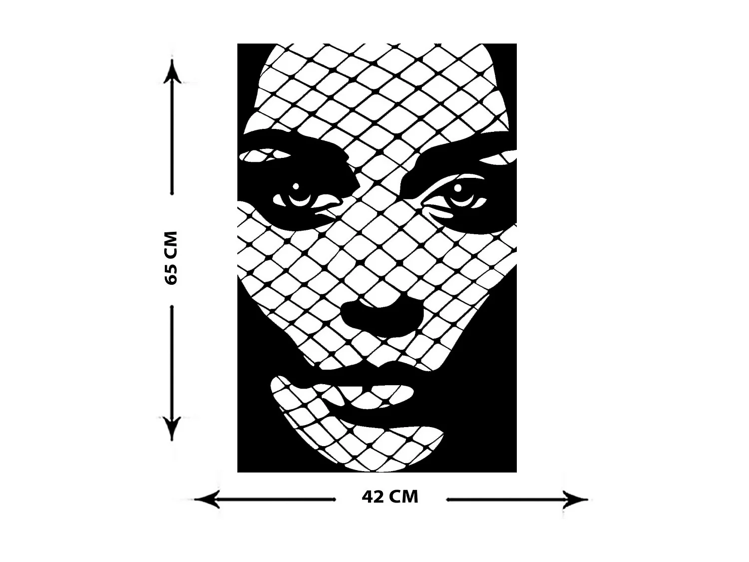 Metalen Decoratie Gezicht 6, Zwart, 43x0,15x65 cm, EPIKASA