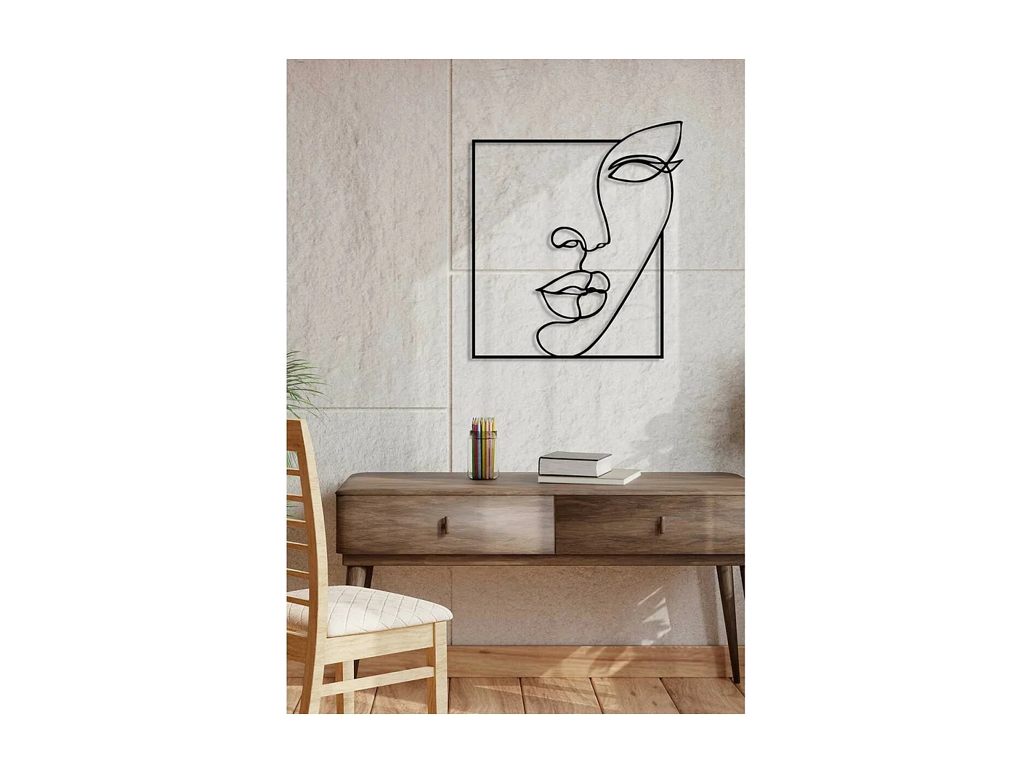 Décoration en Métal Face 13, Noir, 50x0,15x56 cm, EPIKASA