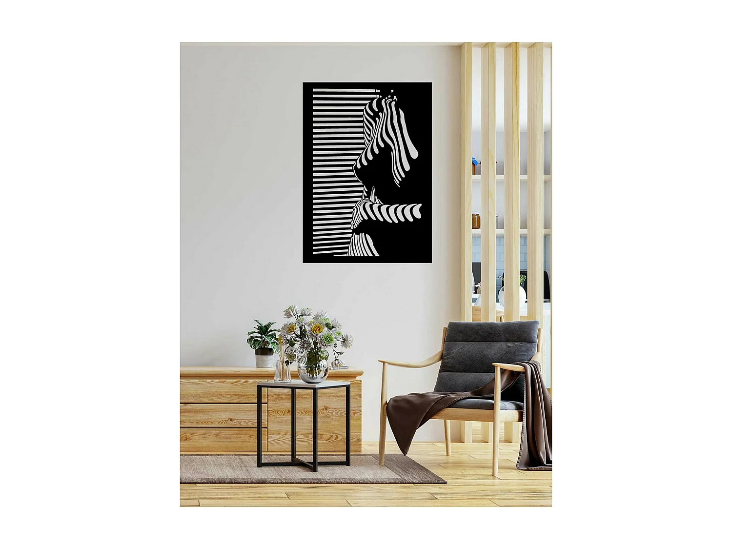 Décoration en Métal Buste 2, Noir, 50x0,15x70 cm, EPIKASA