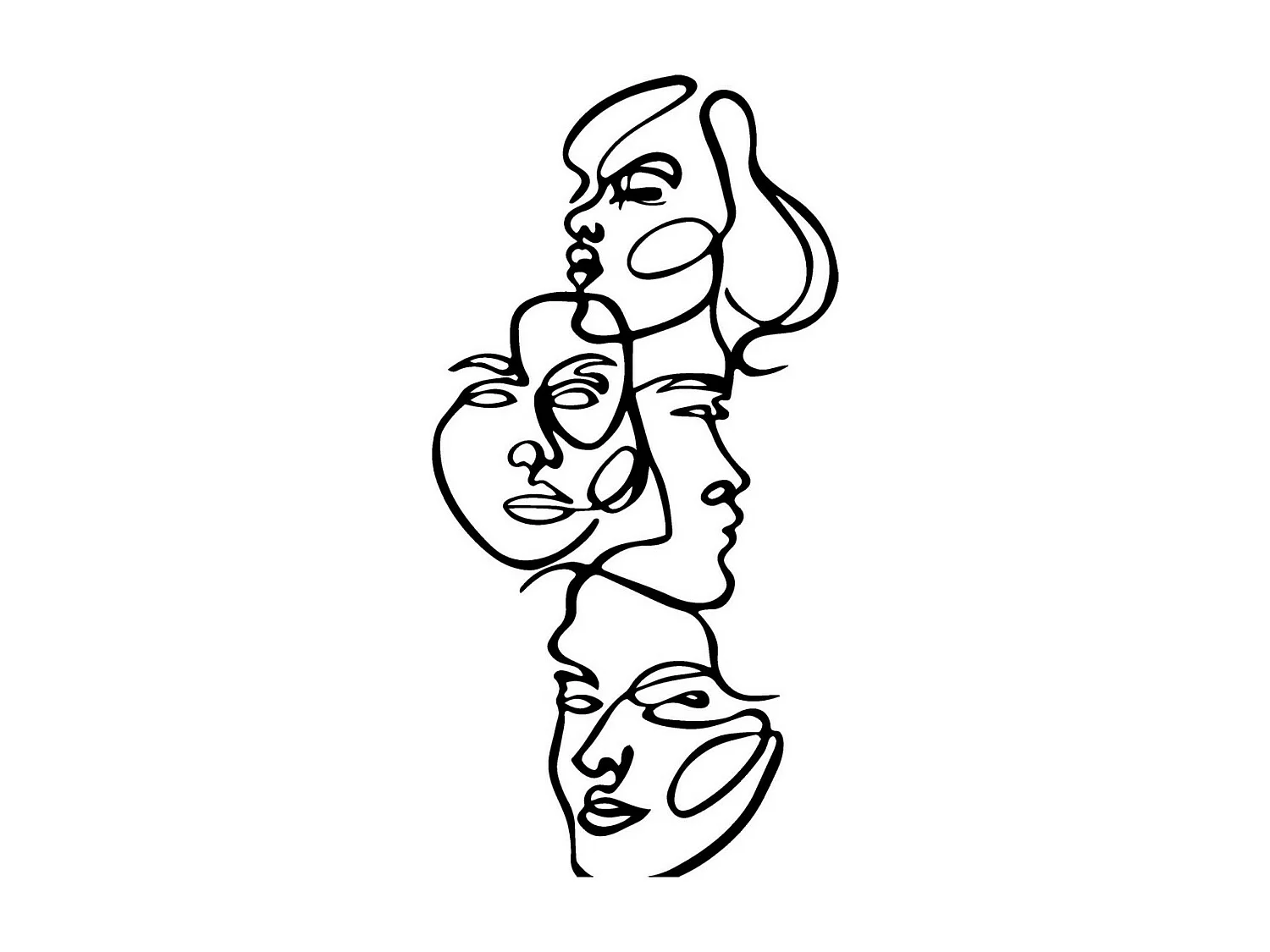 Dekoracja Metalowa Twarze 8, Czarny, 40x0,15x81 cm, EPIKASA