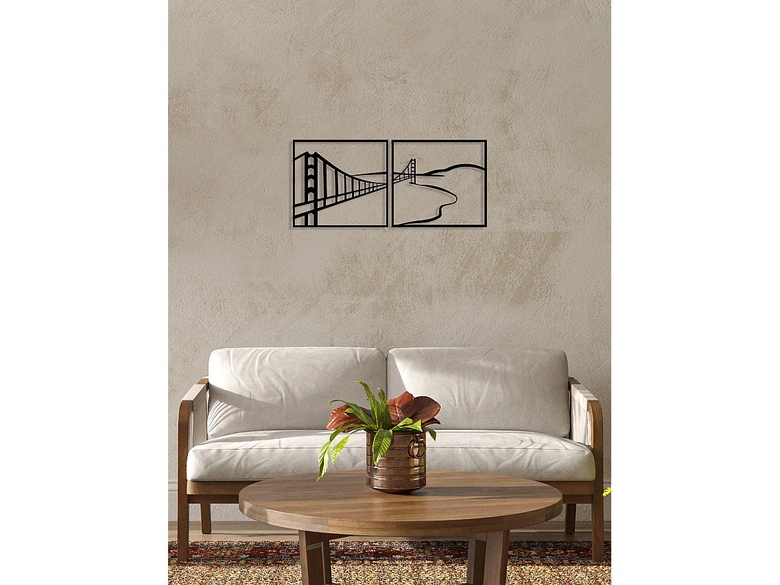 Décoration en Métal Pont, Noir, 100x0,15x46 cm, EPIKASA