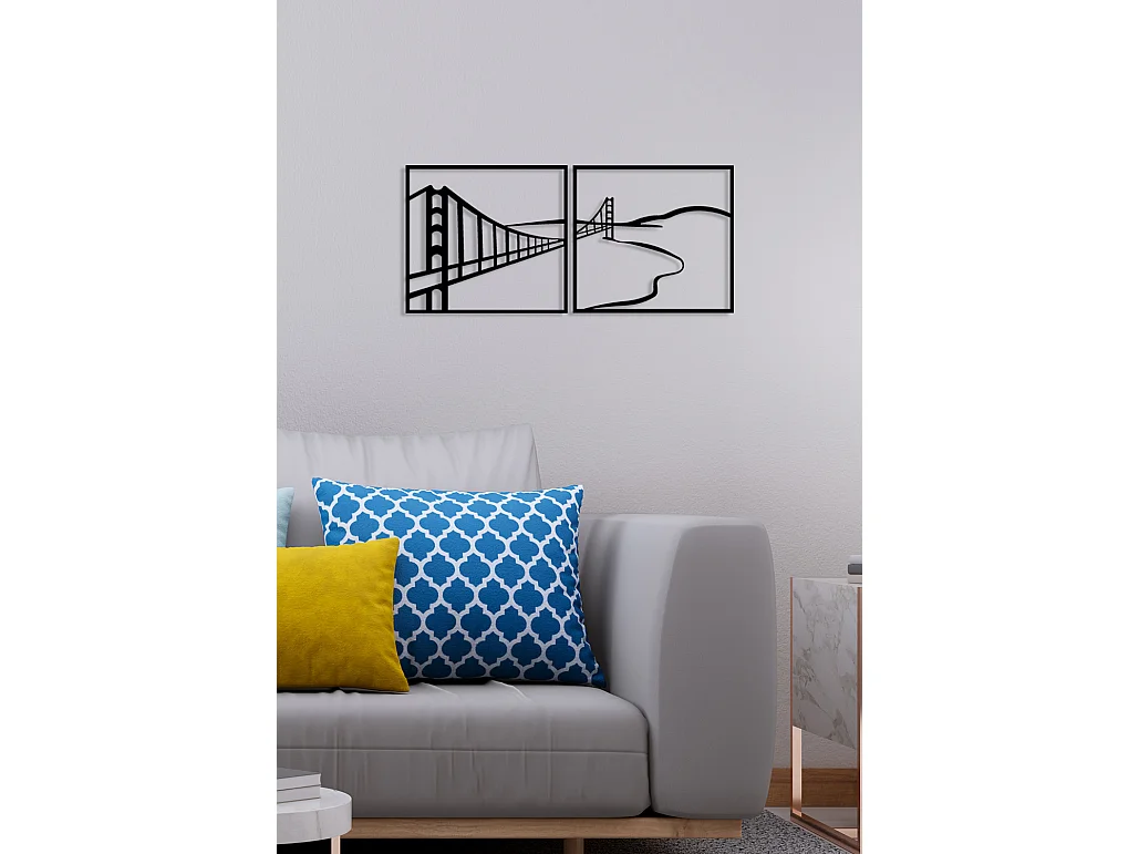 Décoration en Métal Pont, Noir, 100x0,15x46 cm, EPIKASA