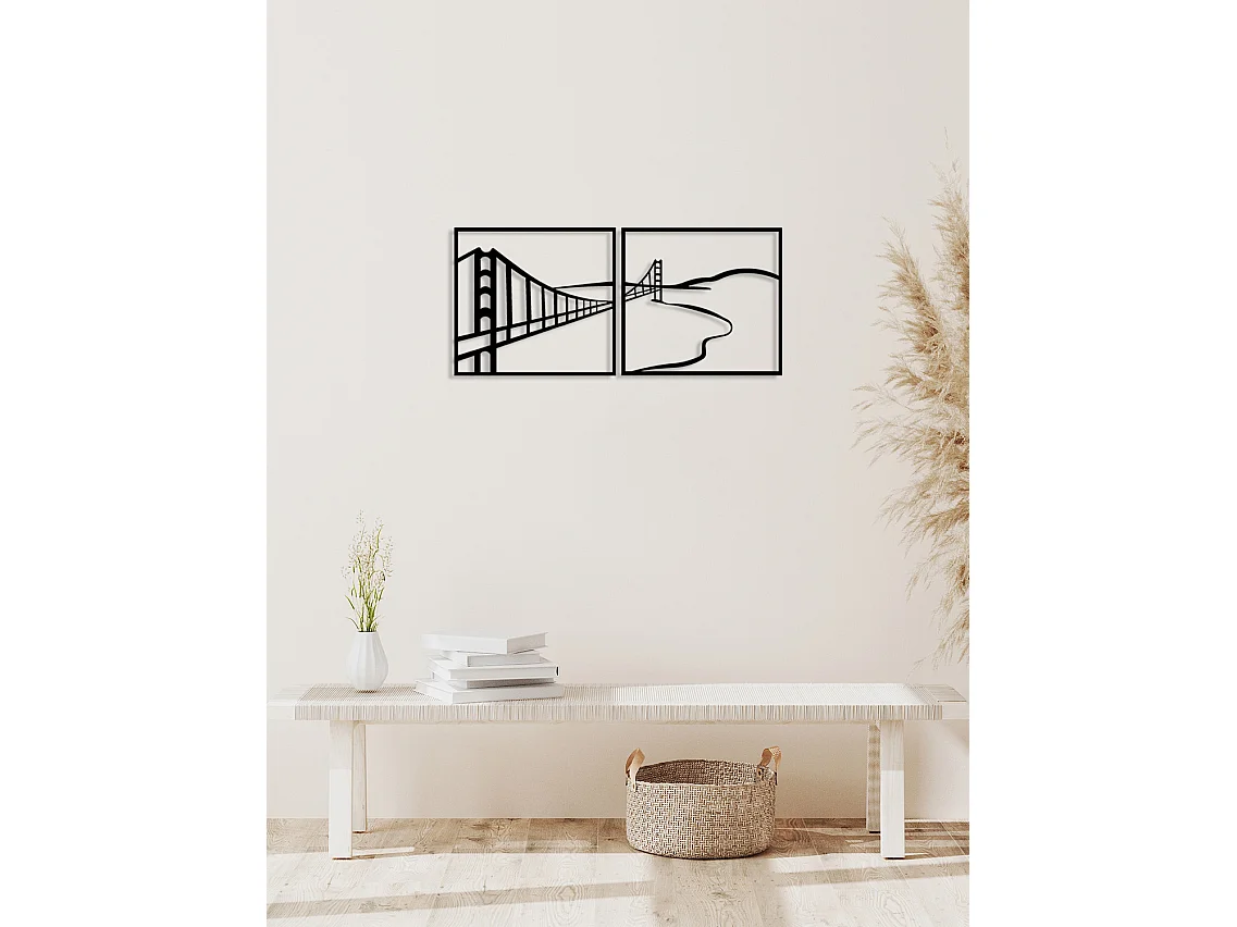 Décoration en Métal Pont, Noir, 100x0,15x46 cm, EPIKASA