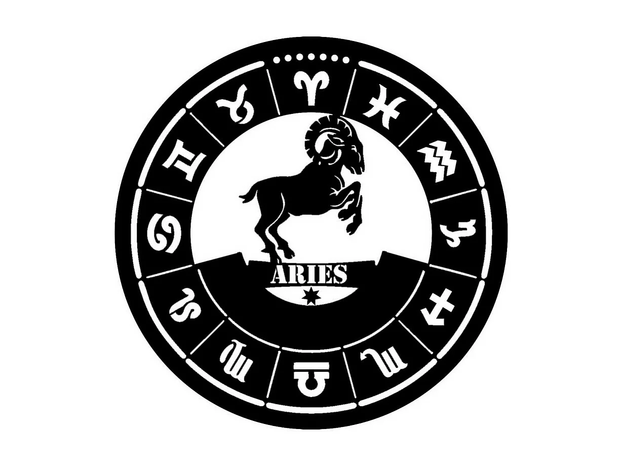 Metalen Decoratie Ram horoscoop, Zwart, 50x0,15x50 cm, EPIKASA