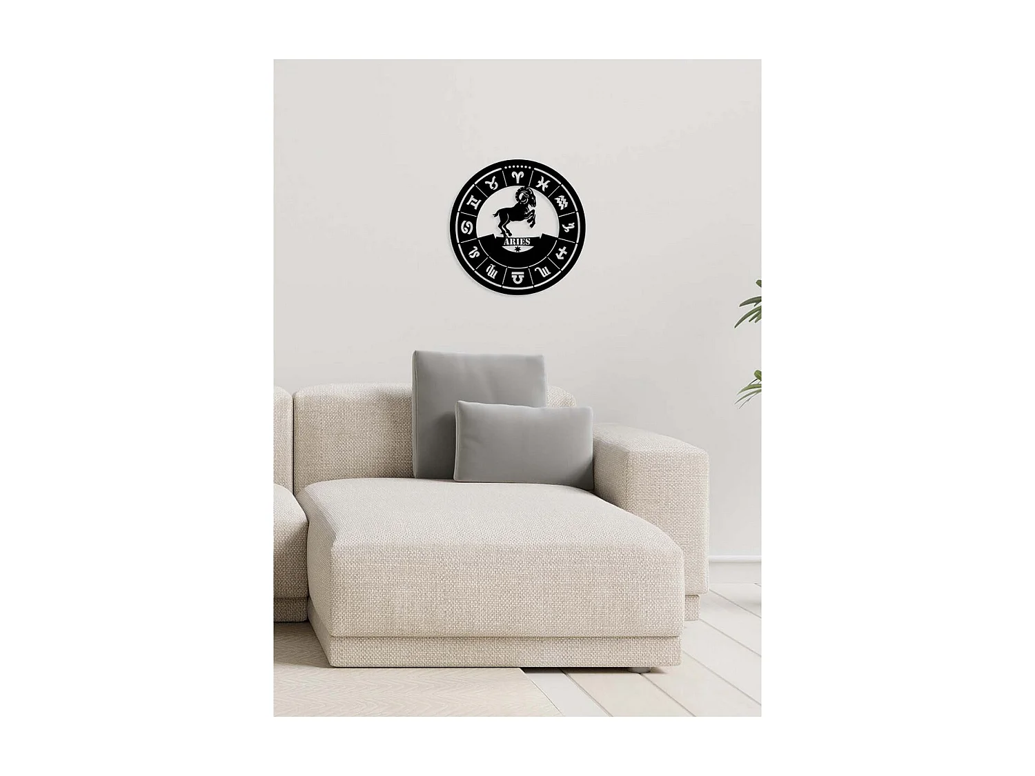 Metalen Decoratie Ram horoscoop, Zwart, 50x0,15x50 cm, EPIKASA