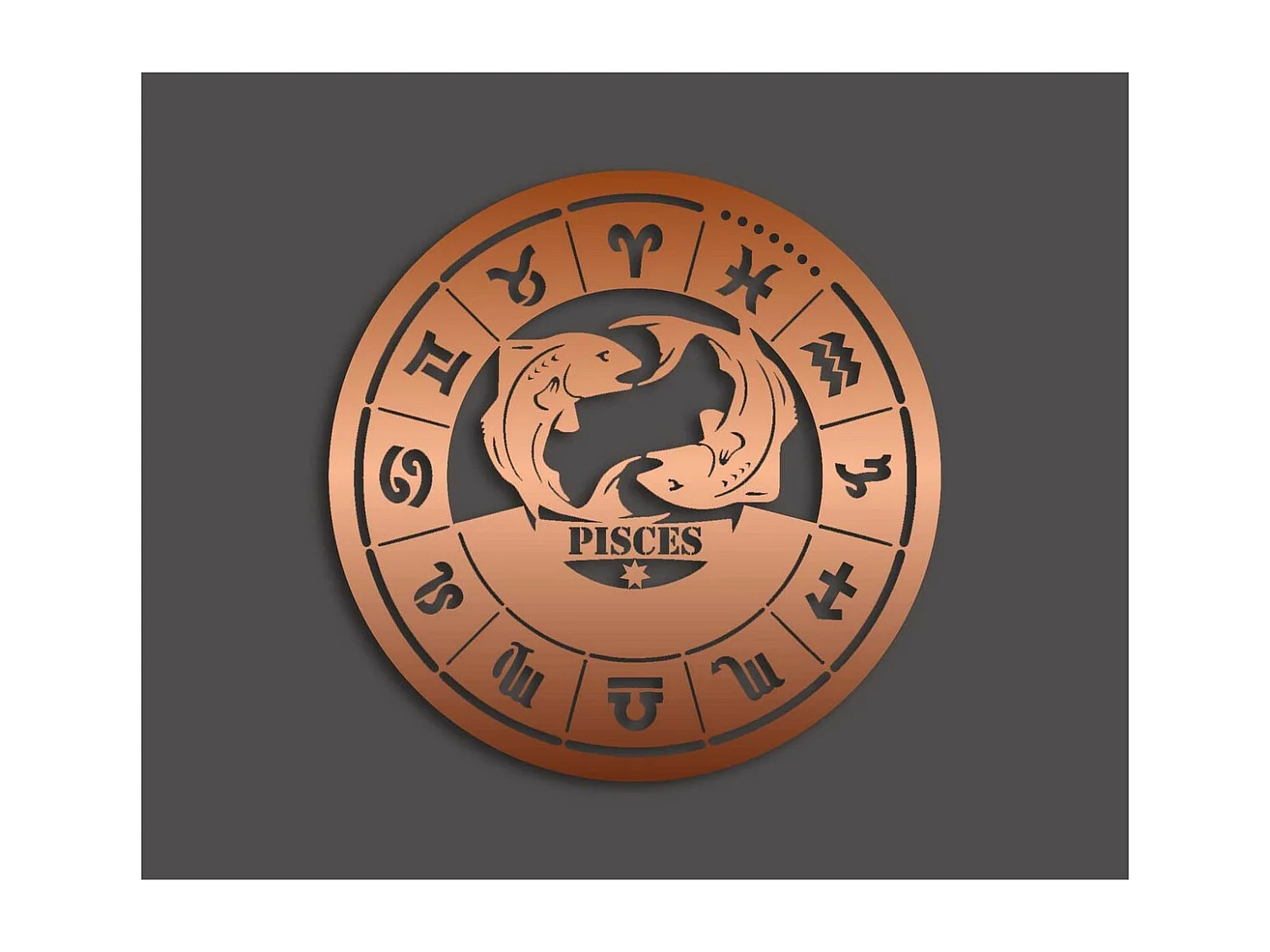 Decorazione in Metallo Oroscopo Pesci 1, Rame, 50x0,15x50 cm, EPIKASA