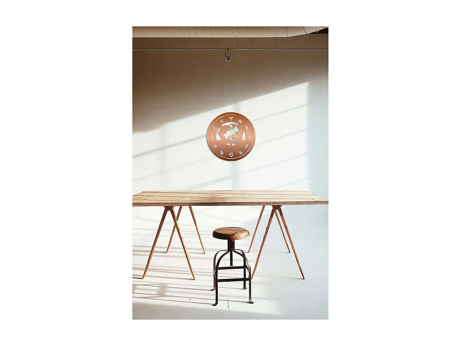 Decorazione in Metallo Oroscopo Pesci 1, Rame, 50x0,15x50 cm, EPIKASA