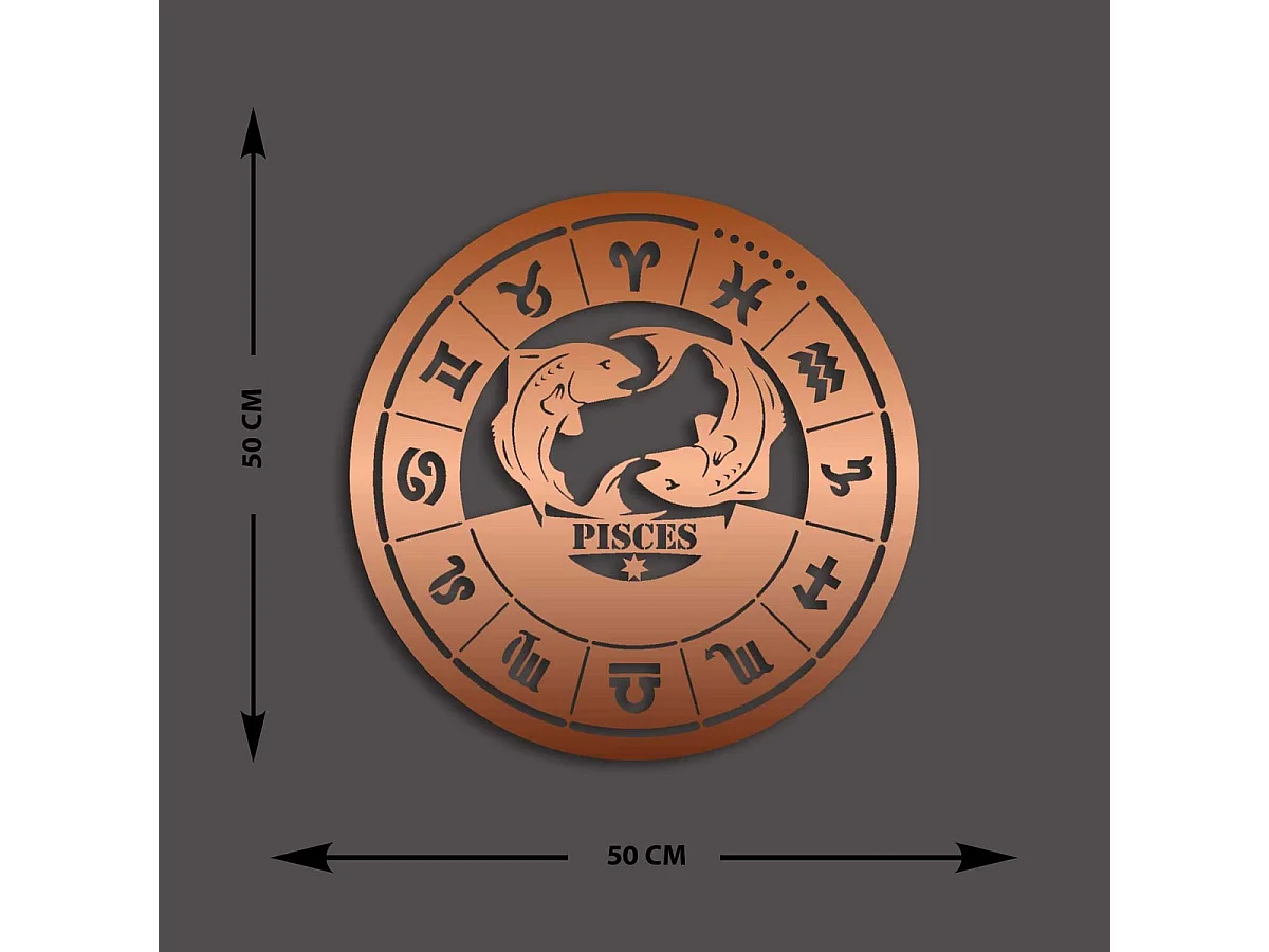 Decorazione in Metallo Oroscopo Pesci 1, Rame, 50x0,15x50 cm, EPIKASA