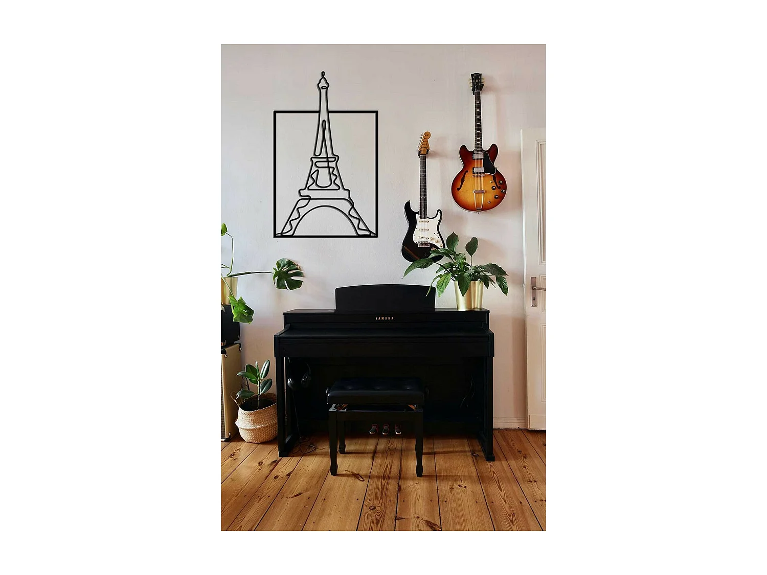 Metalen Decoratie Eiffeltoren 3, Zwart, 44x0,15x70 cm, EPIKASA