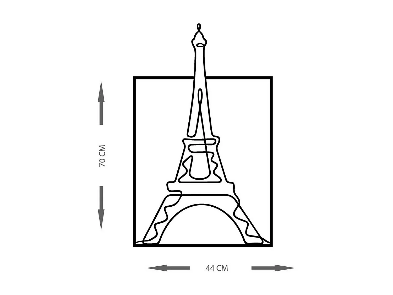 Metalen Decoratie Eiffeltoren 3, Zwart, 44x0,15x70 cm, EPIKASA
