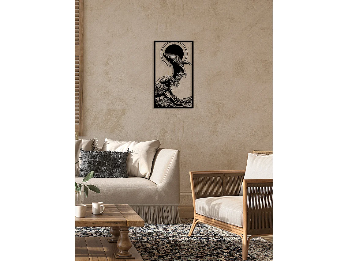 Décoration en Métal Baleine 1, Noir, 50x0,15x85 cm, EPIKASA