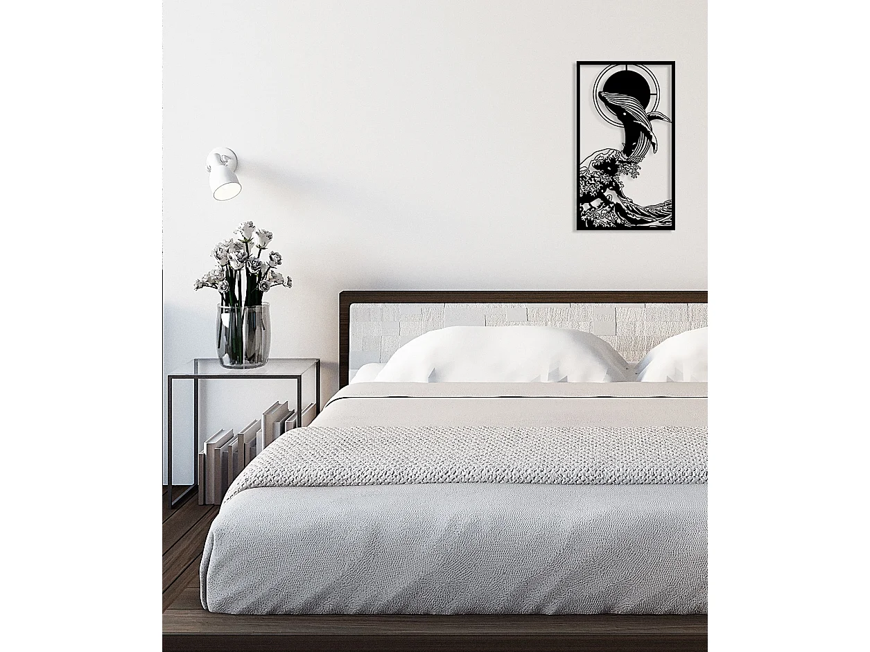 Décoration en Métal Baleine 1, Noir, 50x0,15x85 cm, EPIKASA