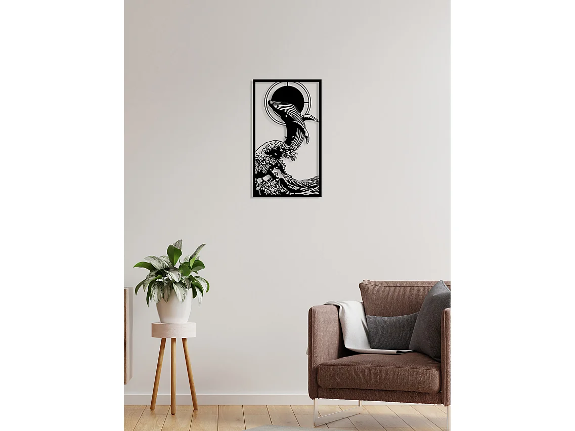 Décoration en Métal Baleine 1, Noir, 50x0,15x85 cm, EPIKASA