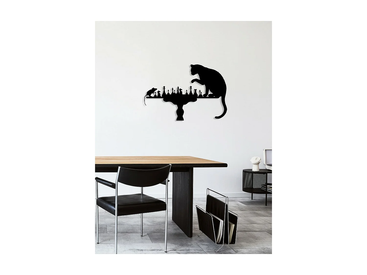 Decorazione in Metallo Gatto 67, Nero, 81x0,15x55 cm, EPIKASA