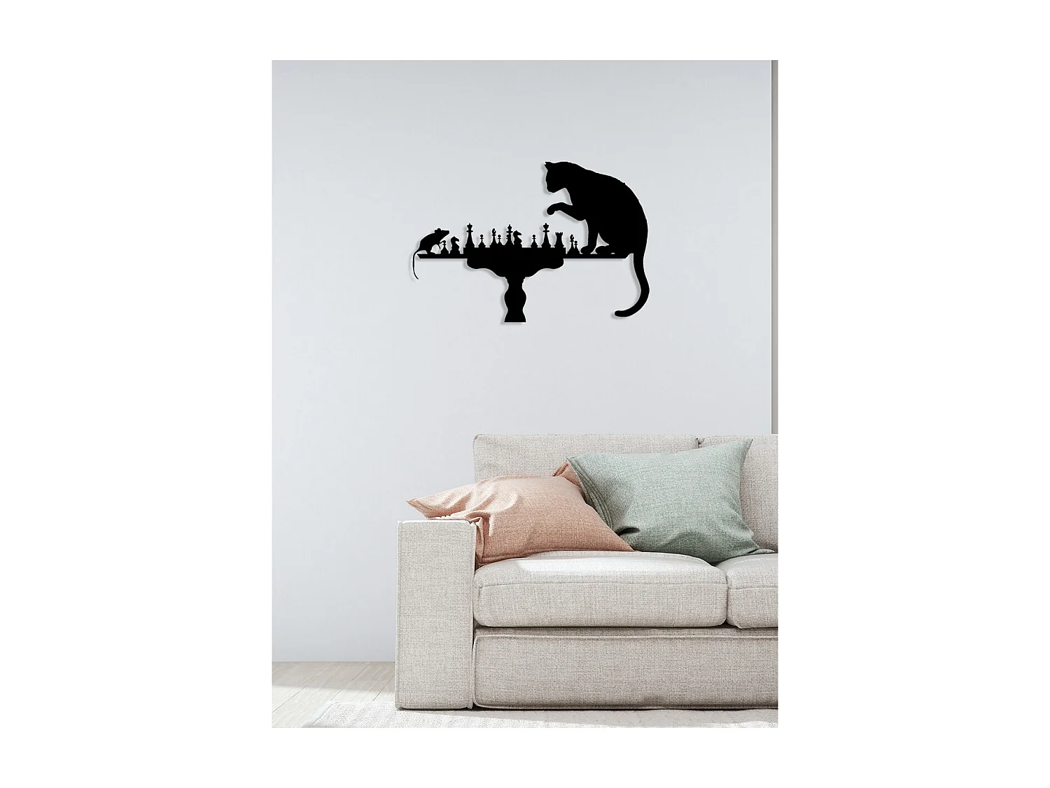 Decorazione in Metallo Gatto 67, Nero, 81x0,15x55 cm, EPIKASA