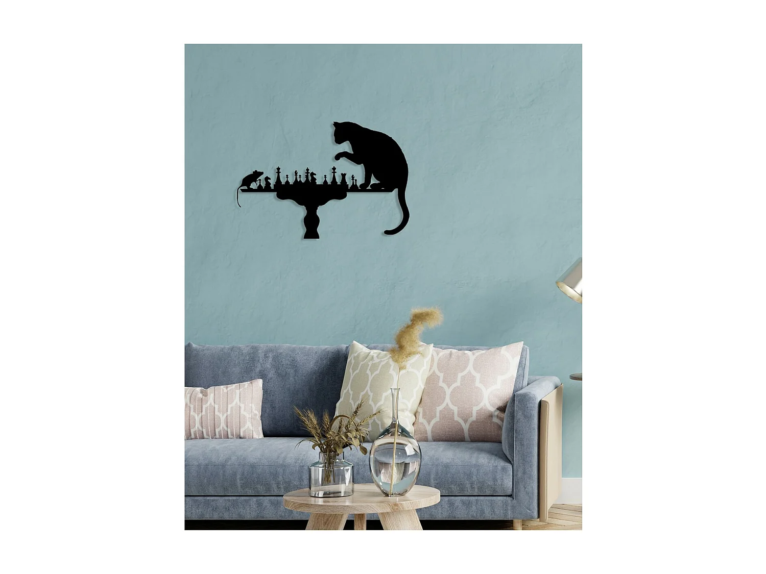 Decorazione in Metallo Gatto 67, Nero, 81x0,15x55 cm, EPIKASA