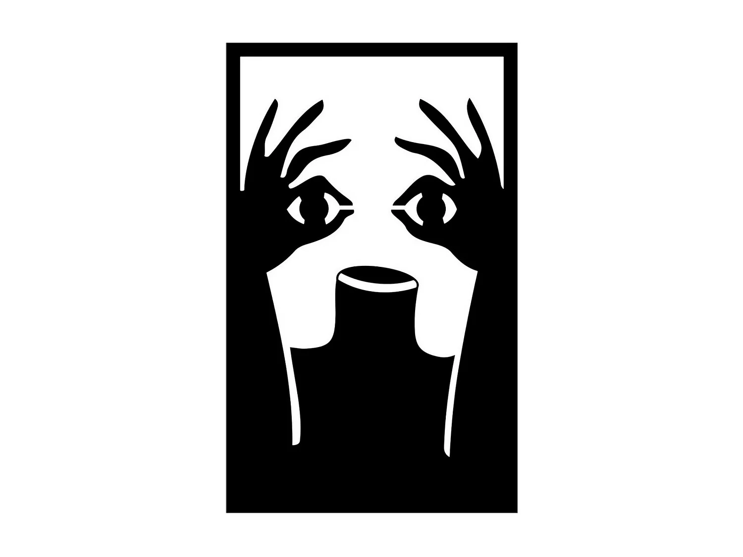 Décoration en Métal Yeux 1, Noir, 43x0,15x70 cm, EPIKASA