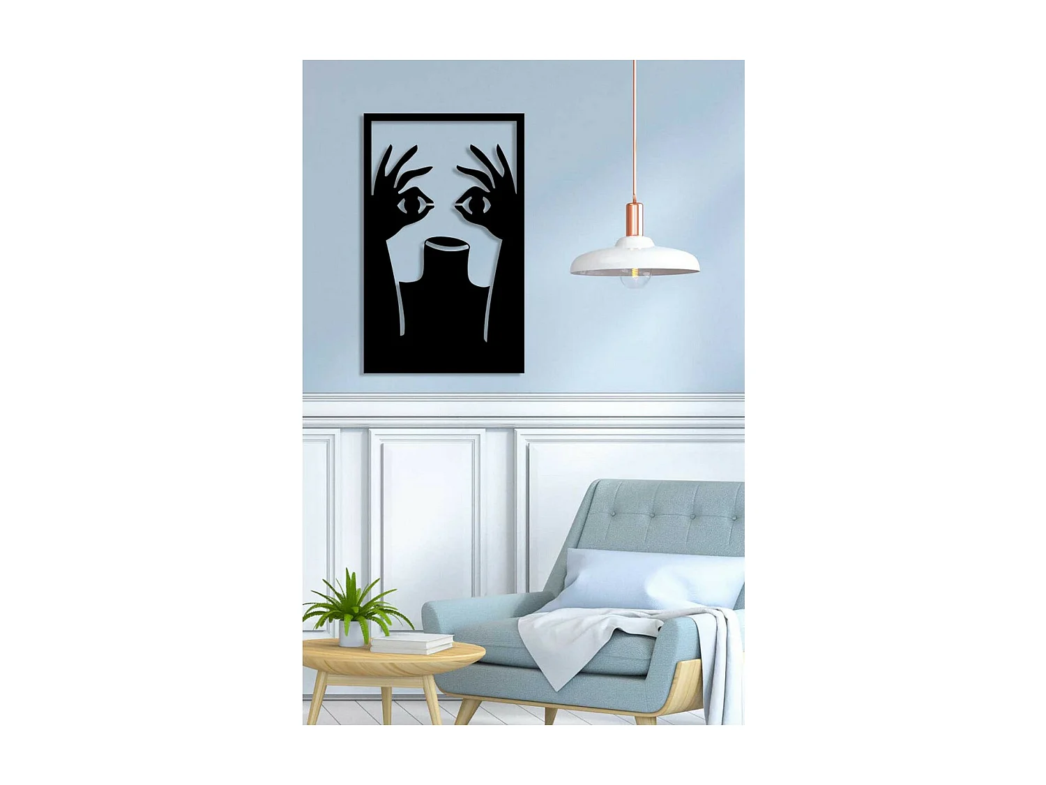 Décoration en Métal Yeux 1, Noir, 43x0,15x70 cm, EPIKASA