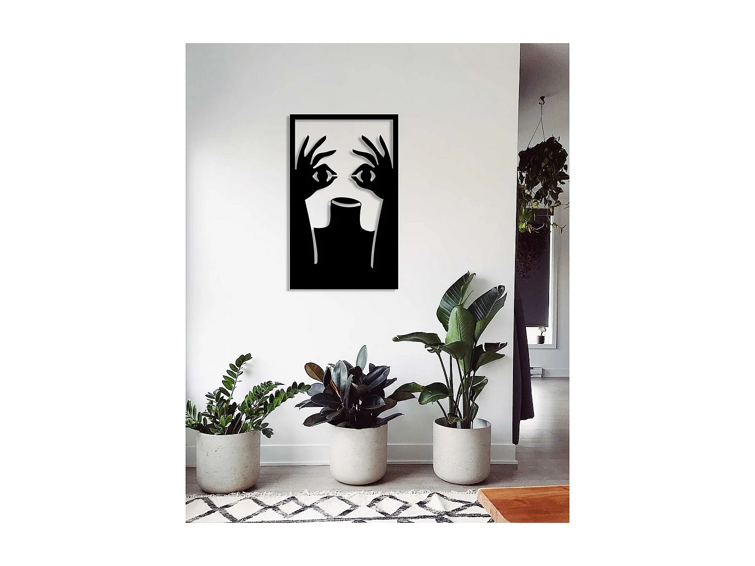 Décoration en Métal Yeux 1, Noir, 43x0,15x70 cm, EPIKASA