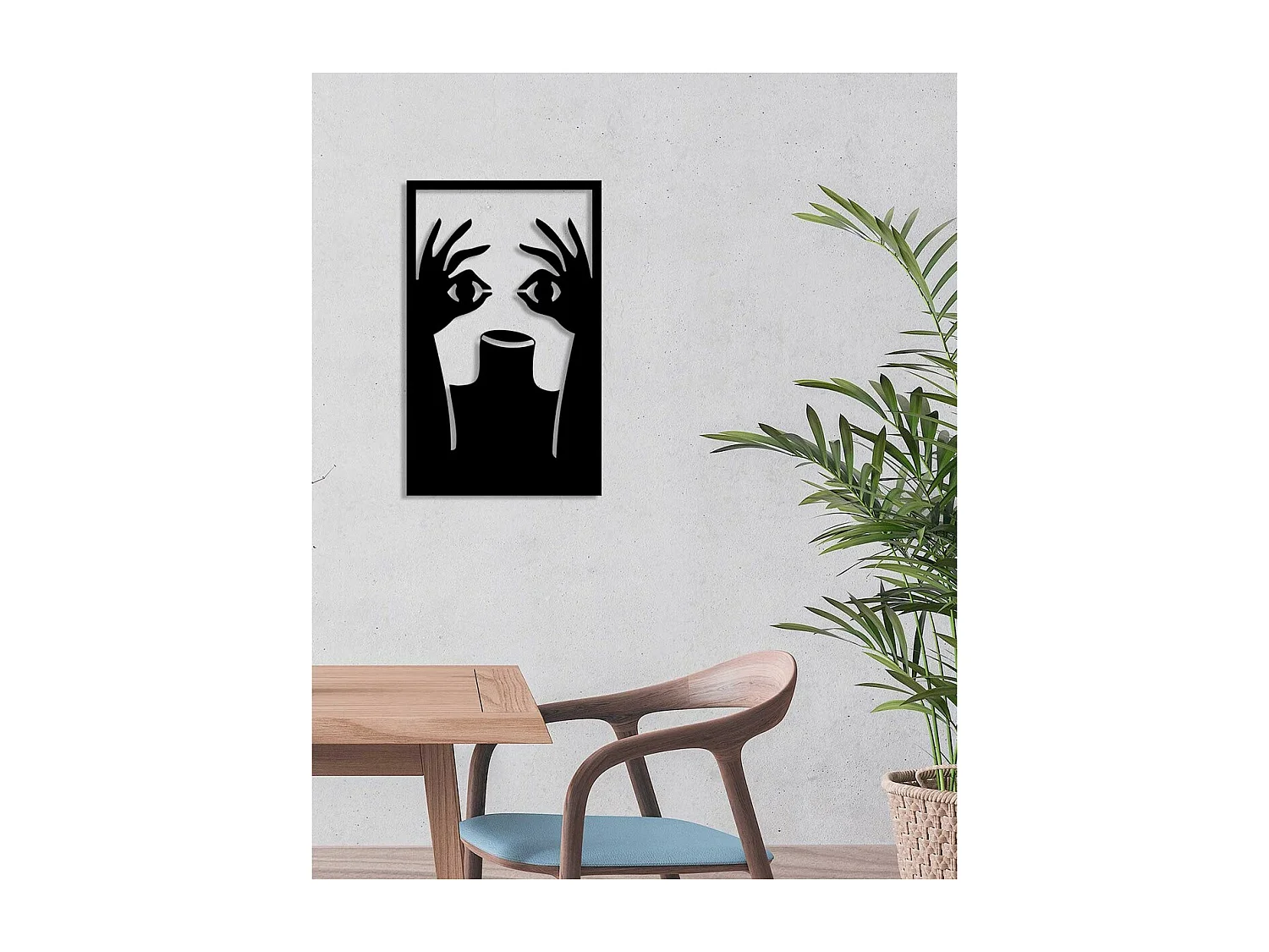 Décoration en Métal Yeux 1, Noir, 43x0,15x70 cm, EPIKASA