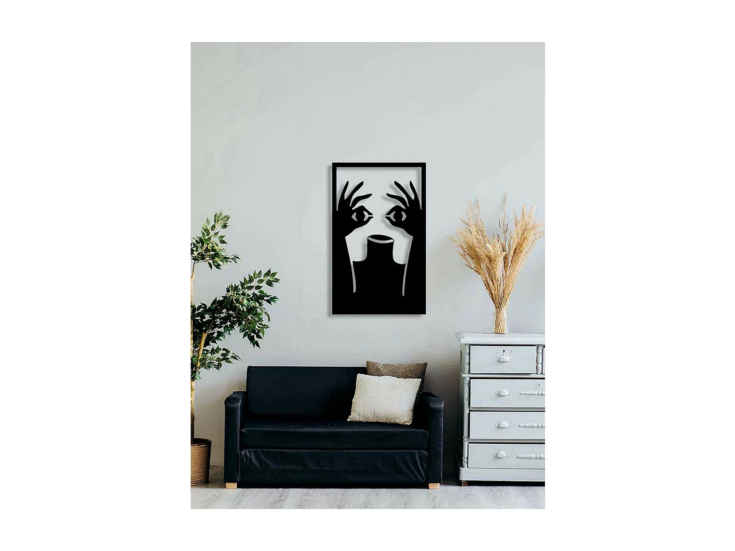 Décoration en Métal Yeux 1, Noir, 43x0,15x70 cm, EPIKASA