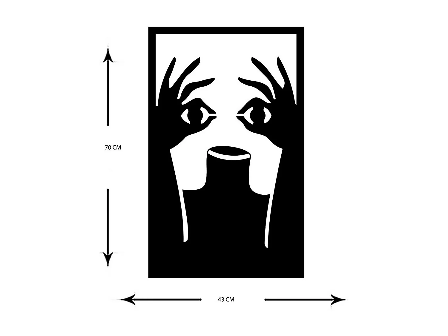 Décoration en Métal Yeux 1, Noir, 43x0,15x70 cm, EPIKASA