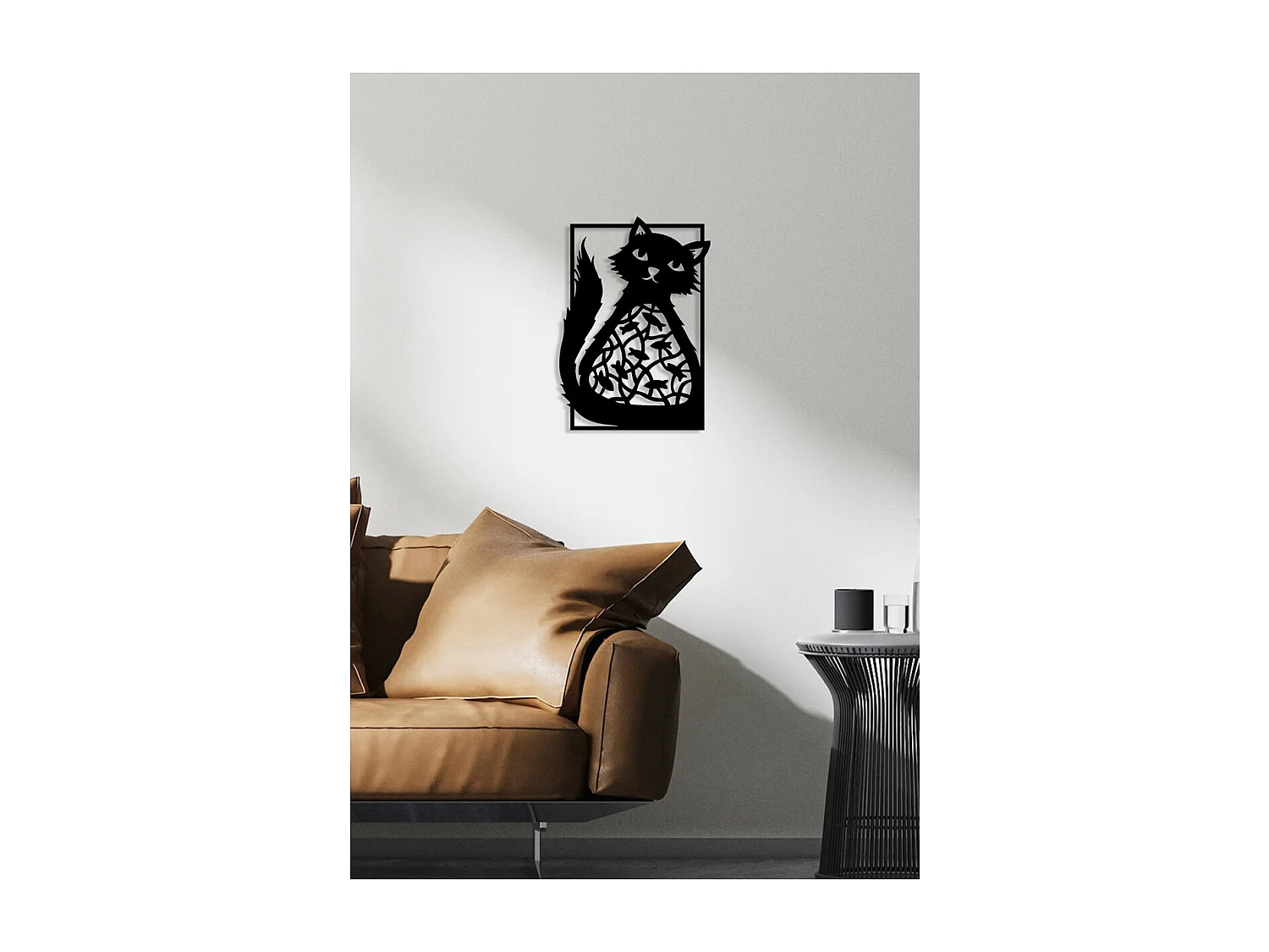 Dekoracja Metalowa Kot 63, Czarny, 40x0,15x57 cm, EPIKASA