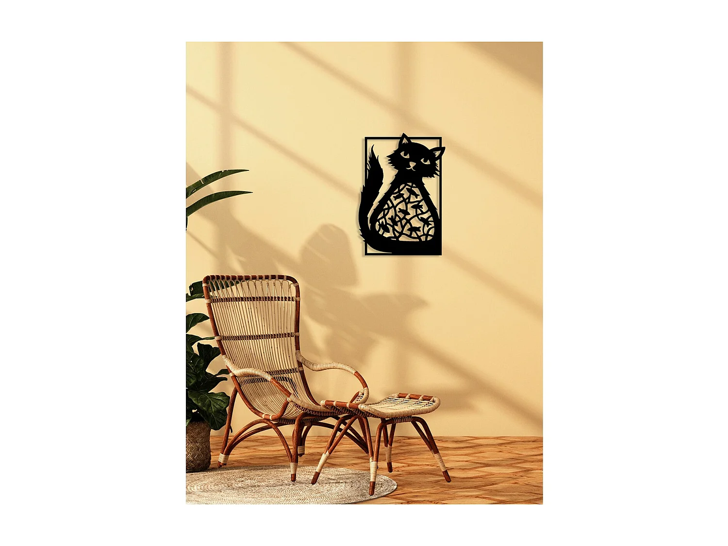 Dekoracja Metalowa Kot 63, Czarny, 40x0,15x57 cm, EPIKASA