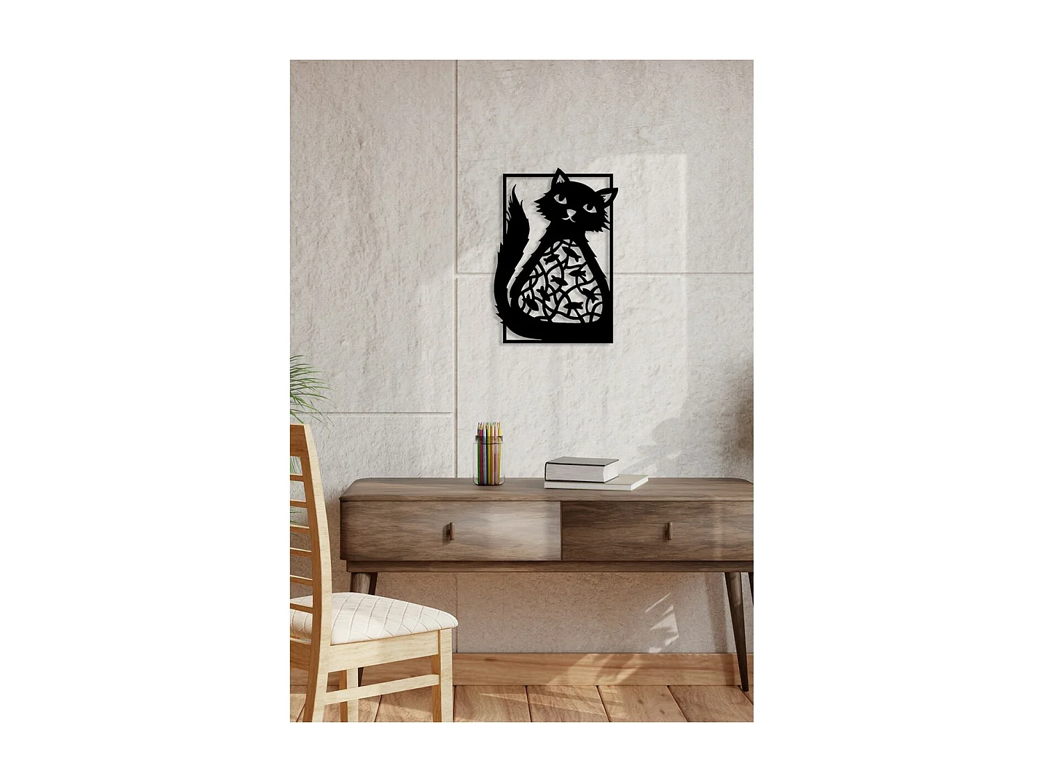 Dekoracja Metalowa Kot 63, Czarny, 40x0,15x57 cm, EPIKASA