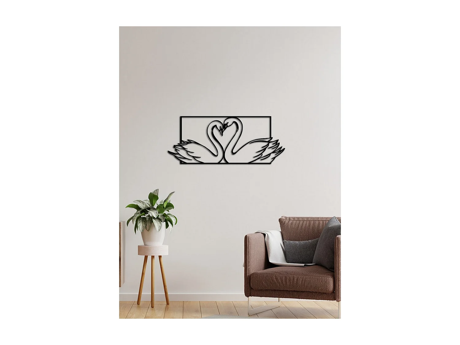 Decorazione in Metallo Cigni 3, Nero, 74x0,15x30 cm, EPIKASA