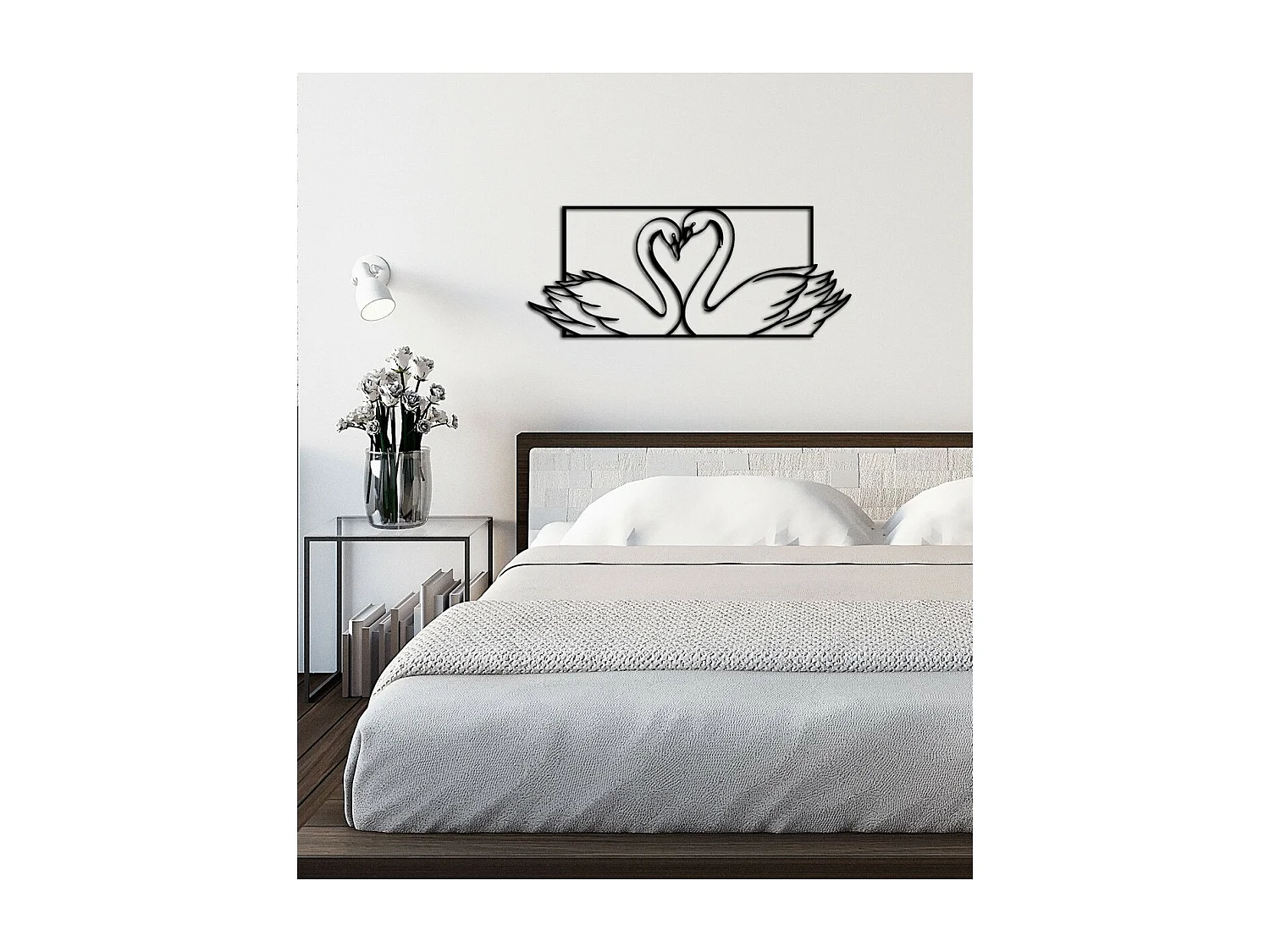 Decorazione in Metallo Cigni 3, Nero, 74x0,15x30 cm, EPIKASA