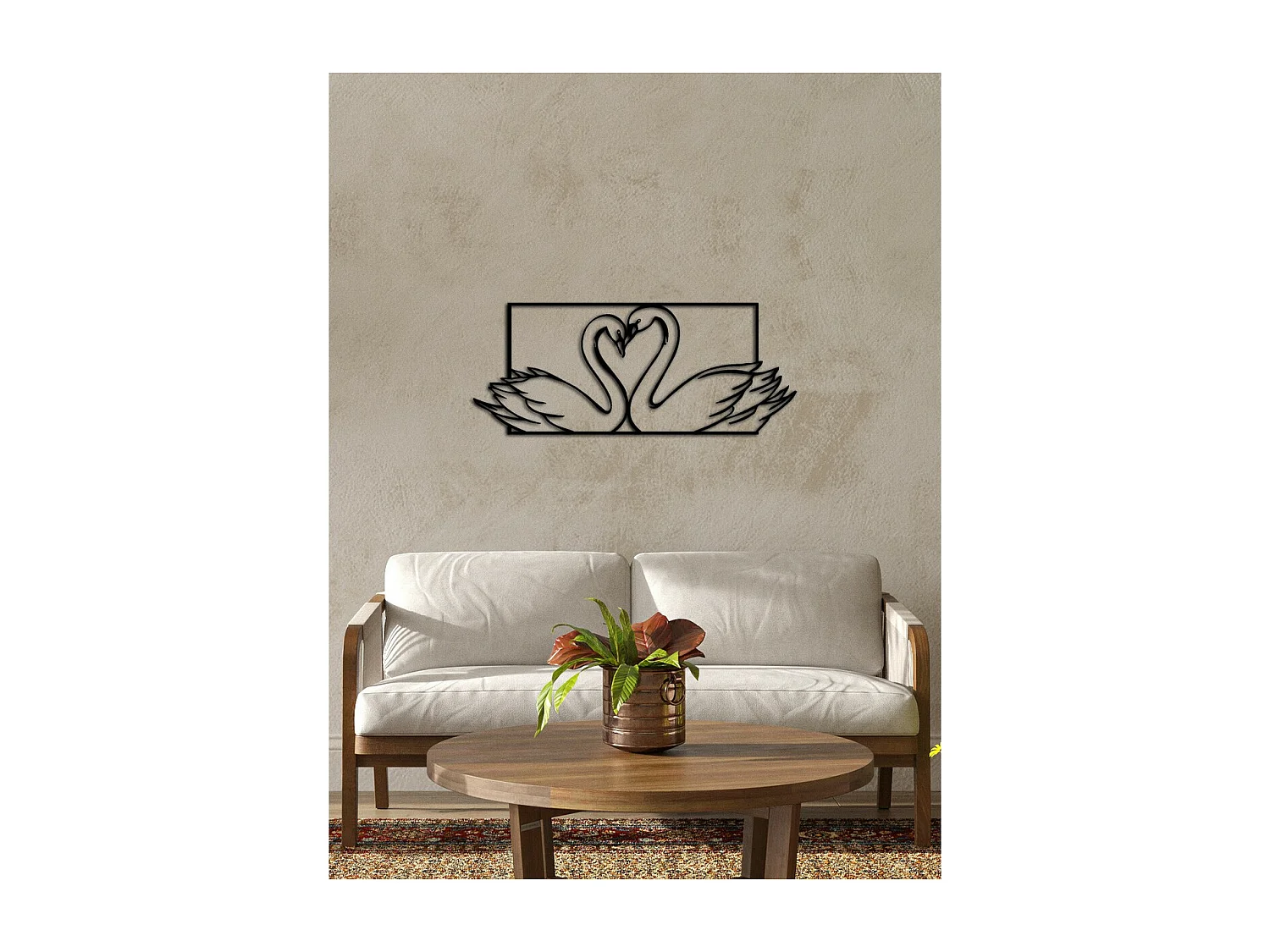 Decorazione in Metallo Cigni 3, Nero, 74x0,15x30 cm, EPIKASA