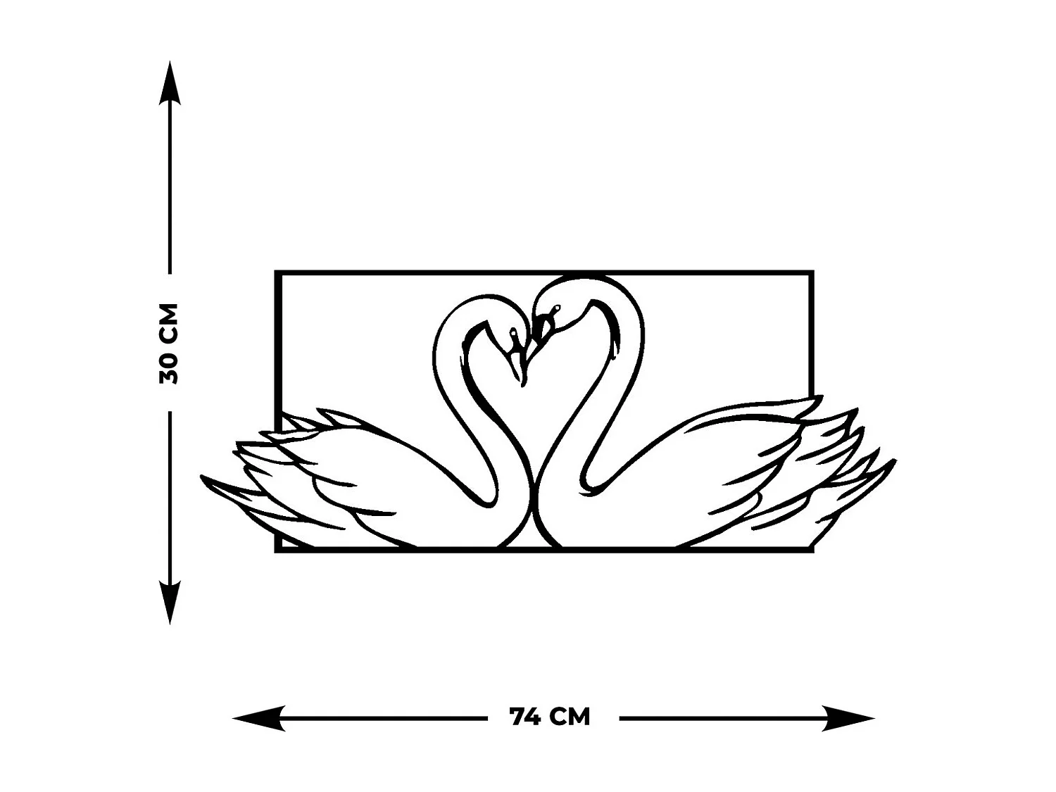 Decorazione in Metallo Cigni 3, Nero, 74x0,15x30 cm, EPIKASA