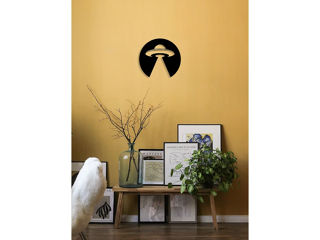 Décoration en Métal Aliens, Noir, 43x0,15x40 cm, EPIKASA